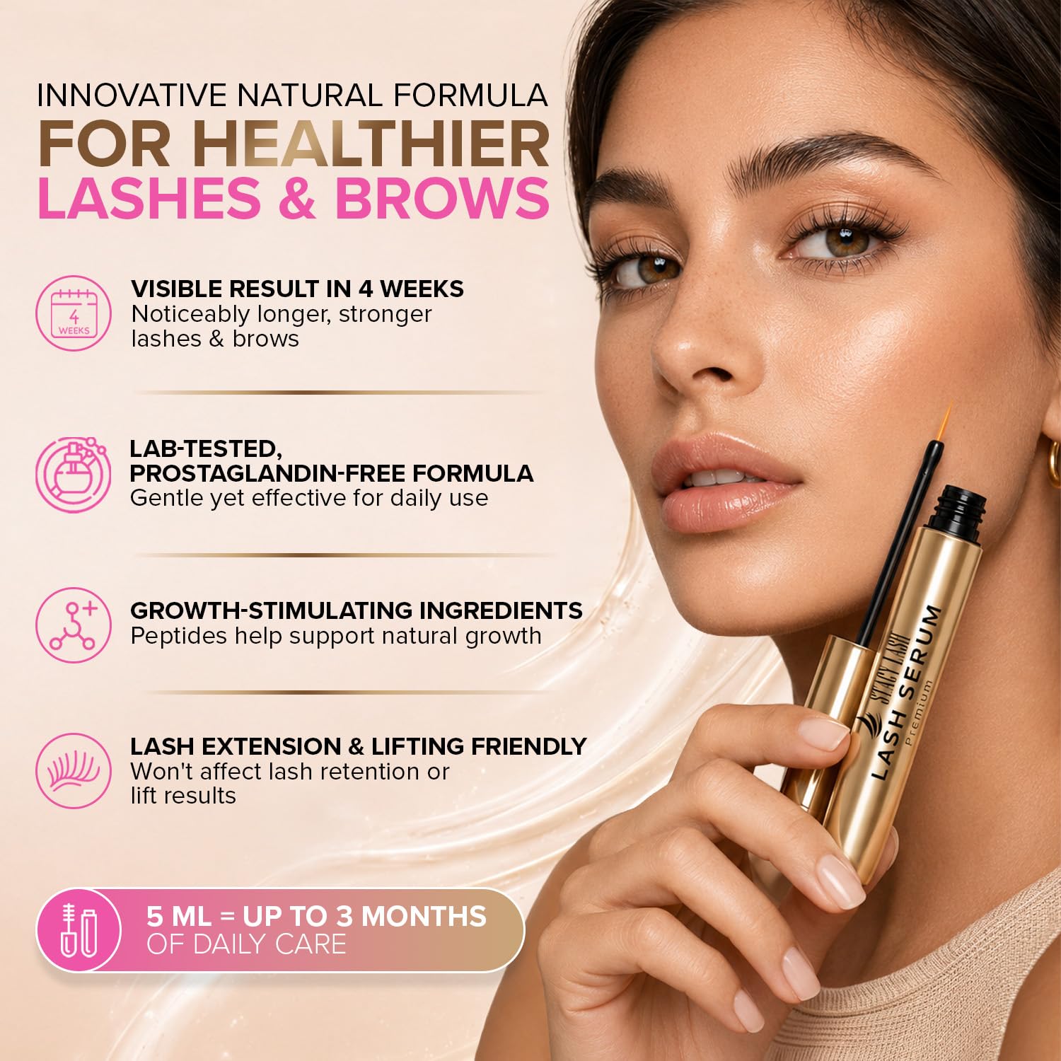 Korean Lash Serum for Eyelash Growth (0.17fl.oz / 5ml) | Thickness and Growth Serum | Eyebrow & Eyelash Enhancing