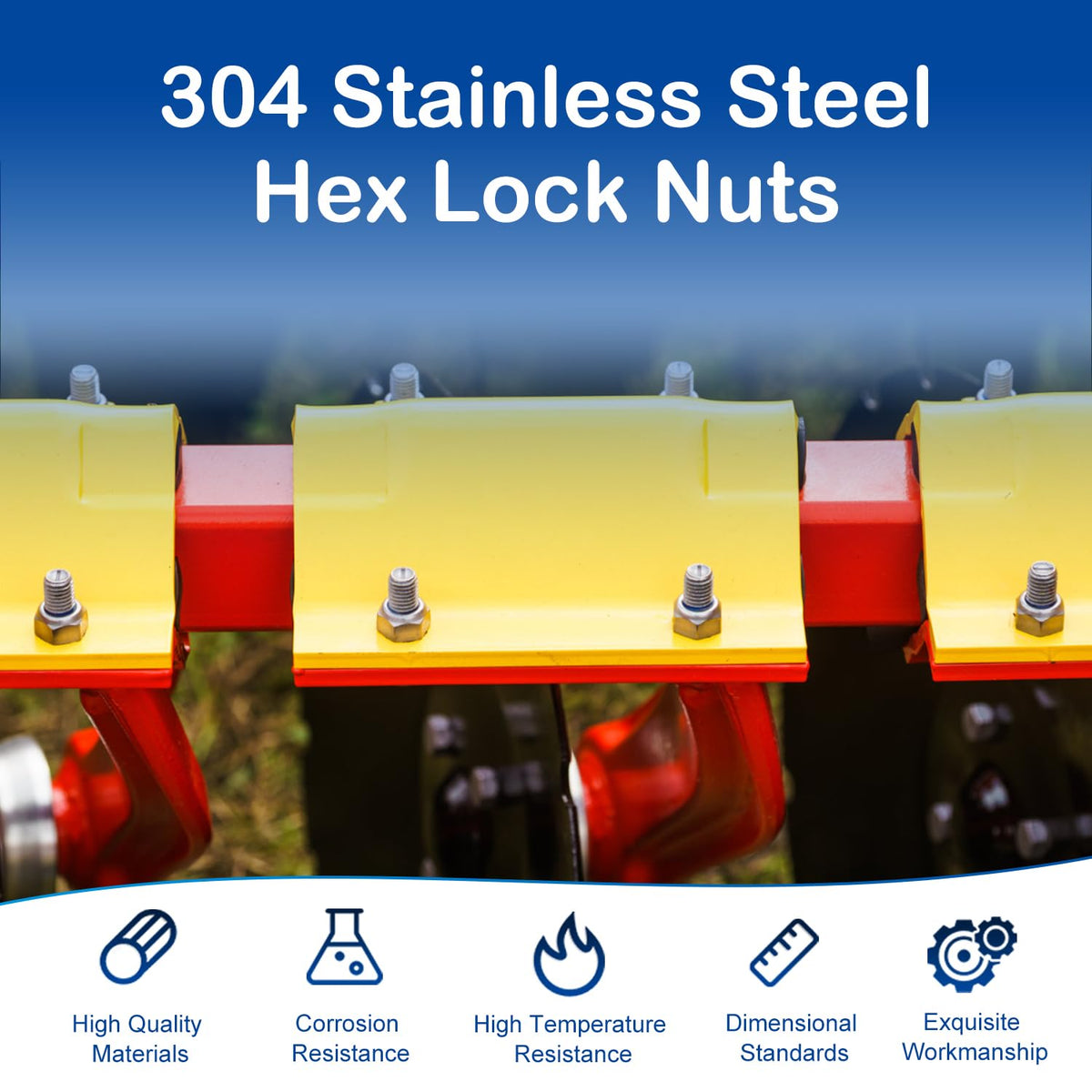15Pcs M10 x 1.5mm Lock Nuts, Metric Nylon Insert Hex Locknuts for M10 Bolts