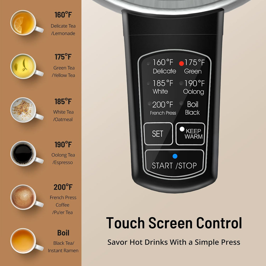 1.7L Electric Tea Kettle, 6 Precise Temperature Presets Stainless Steel Electric Kettle Temperature Control,1500W