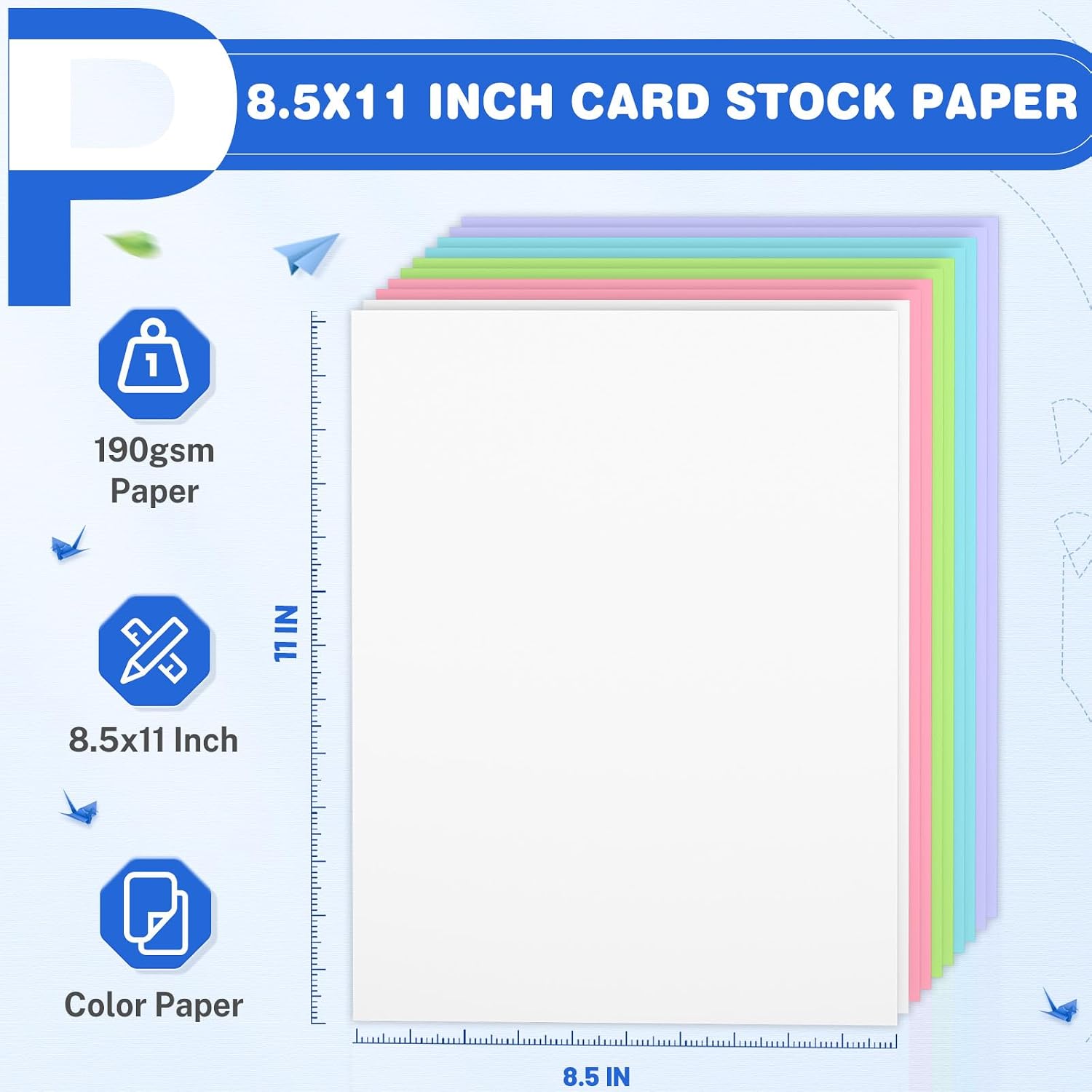 200 Sheets Colored Cardstock 8.5 x 11, Heavyweight Cover Cardstock Printer Paper 8.5 x 11, 190 gsm Card Stock Paper