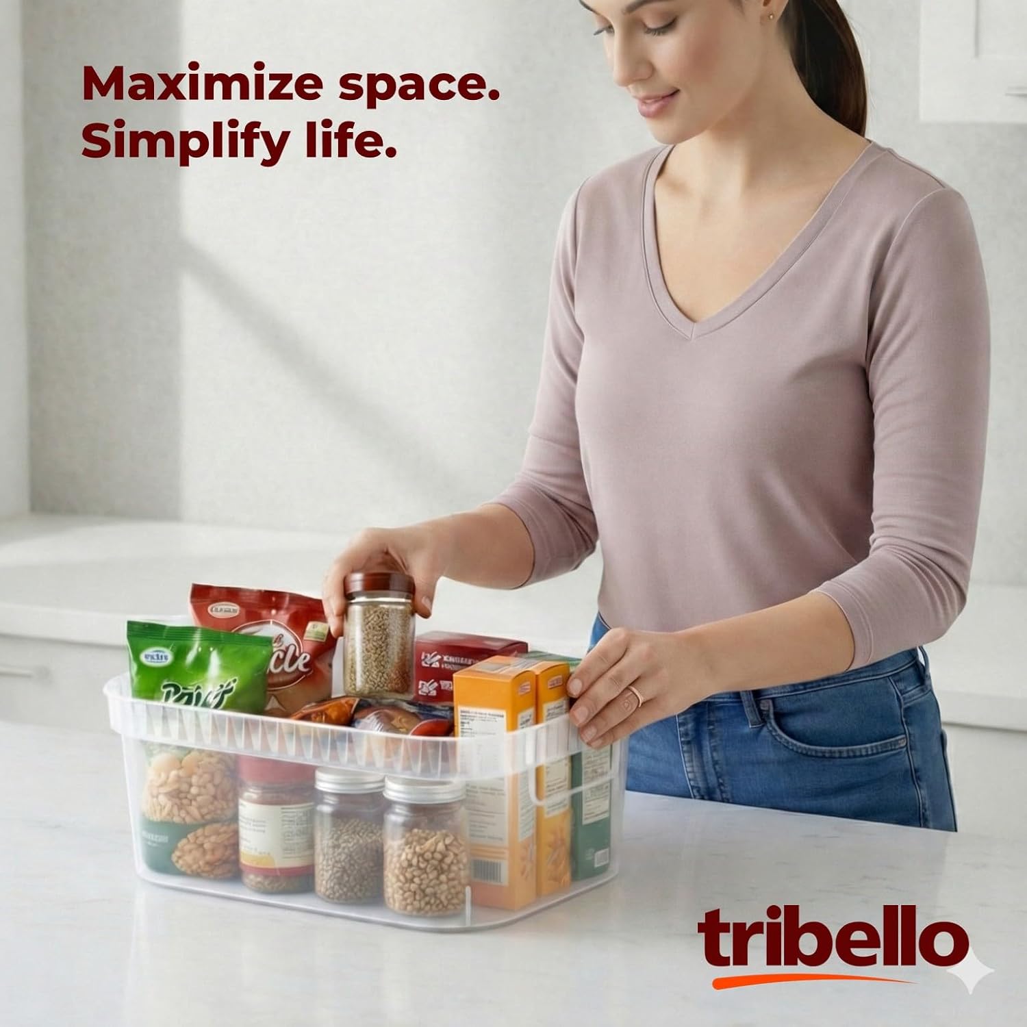 Modern Cabinet Organizers And Storage Pantry Shelf Organizer - Clear Plastic Storage Bins - (Medium - 12” X 8” X 4”)