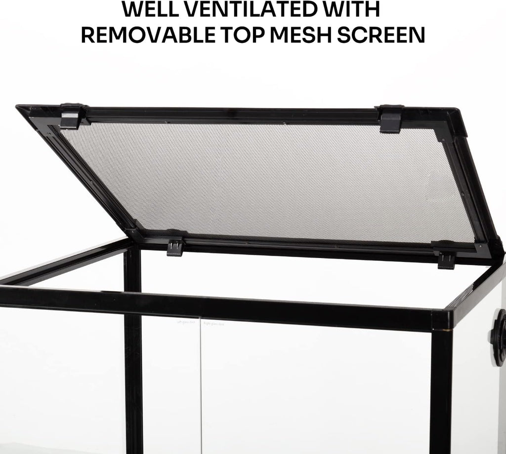 REPTIZOO 45 Gallon Glass Reptile Terrarium 24" x 18" x 24" Knock-Down Reptile Tank with Double Hinge Door and Top