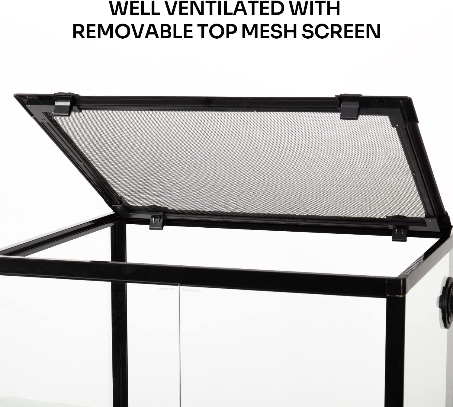 REPTIZOO 45 Gallon Glass Reptile Terrarium 24" x 18" x 24" Knock-Down Reptile Tank with Double Hinge Door and Top
