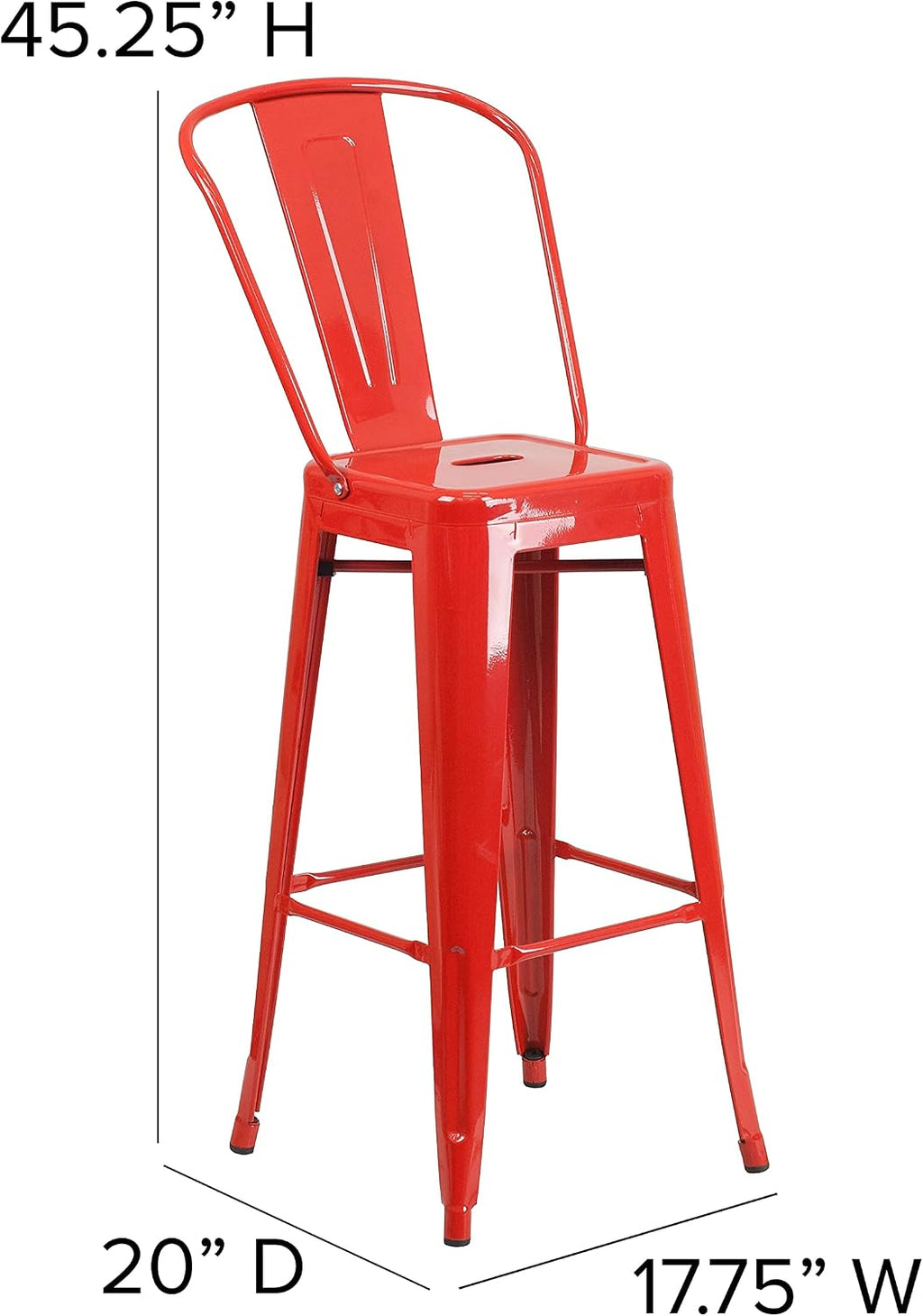 Commercial 30 in Metal Indoor/Outdoor Barstool, Red, 4-Pack