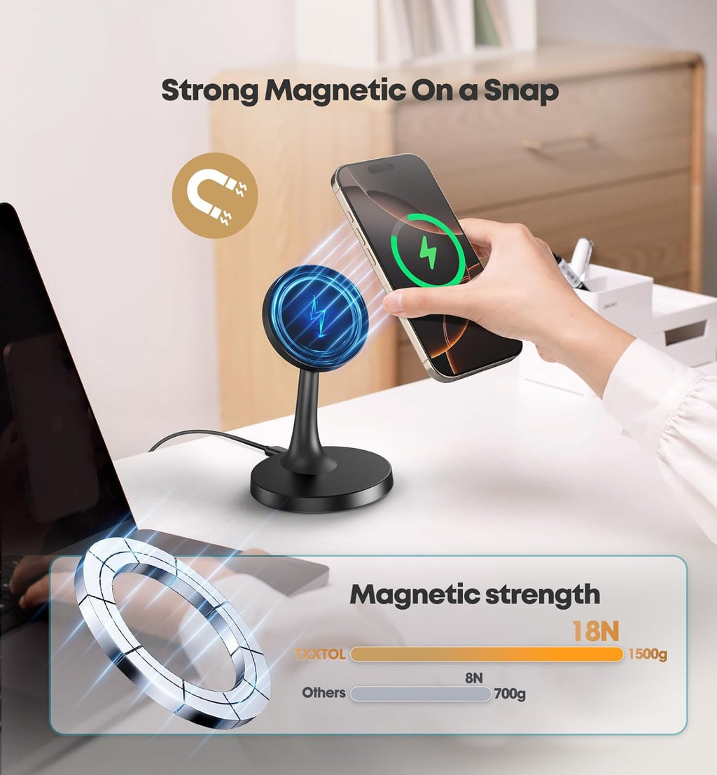 Magnetic Wireless Charger iPhone Stand 15W Fast Mag-Safe Charger for iPhone 17/17 Pro/17 Air/17 Pro Max