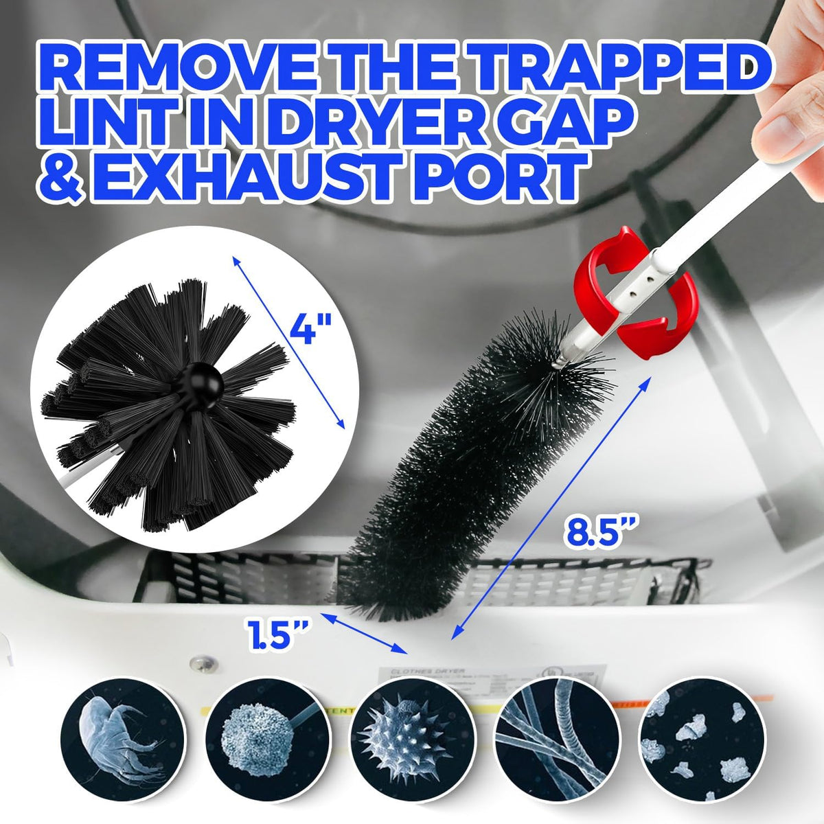 Dryer Vent Cleaner Kit - 15Ft Flexible Lint Brush for Deep Cleaning