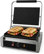 Commercial Panini Press Grill, Sandwich Maker, Adjustable Temperature