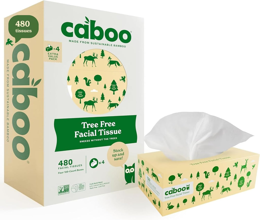 Tree Free Facial Tissues, 120 Tissues Per Box, 480 Total