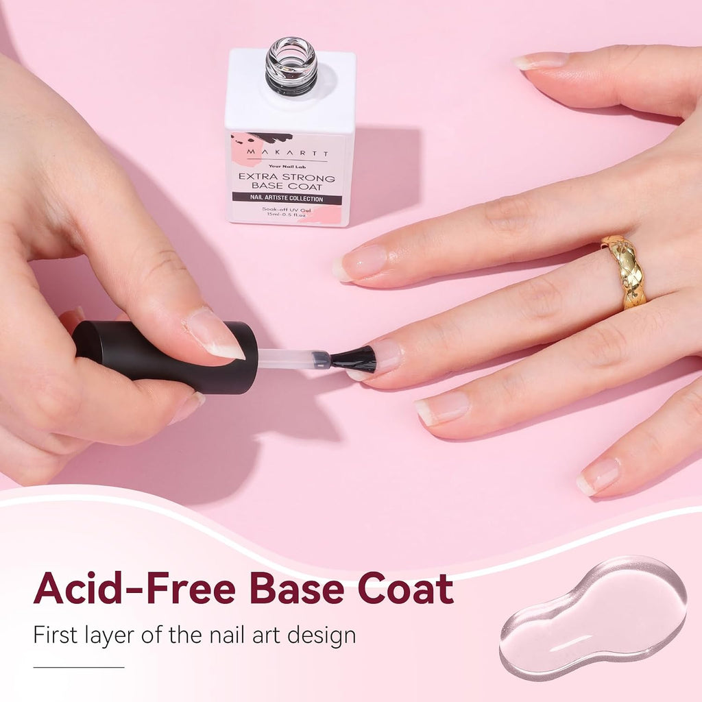 Base Coat Nail Polish 15ml Extra Strong Gel Base Coat & Nail Glue | Long-Lasting Nail Glue for Small Nail Charms