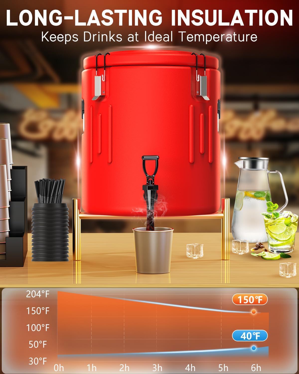 Insulated Beverage Dispenser 5 Gallon, Hot Drink Dispenser with Spout
