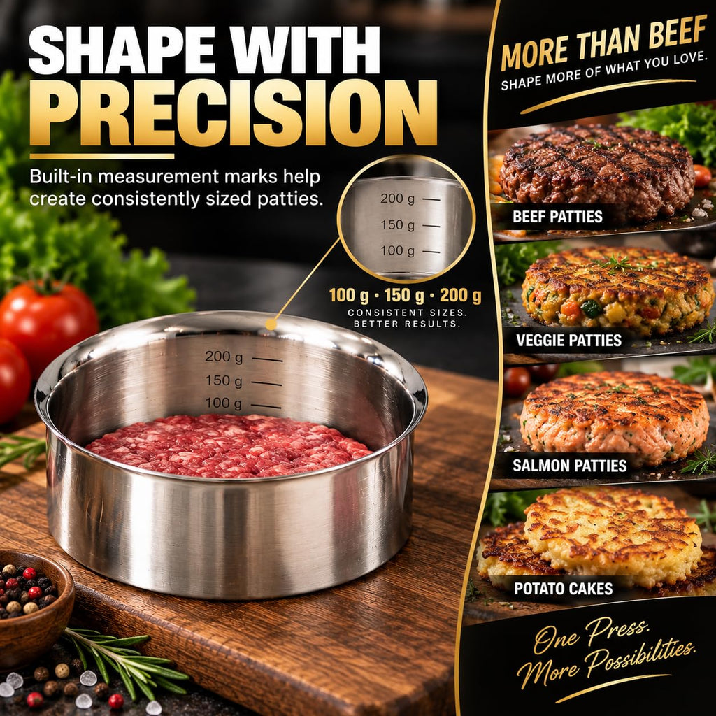 Stainless Steel Burger Press with Patty Ring