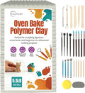 Oven Bake Polymer Clay 5.5lb with Tools Kit, White Sculpting Material for Modeling & Crafts, Soft Until Baked