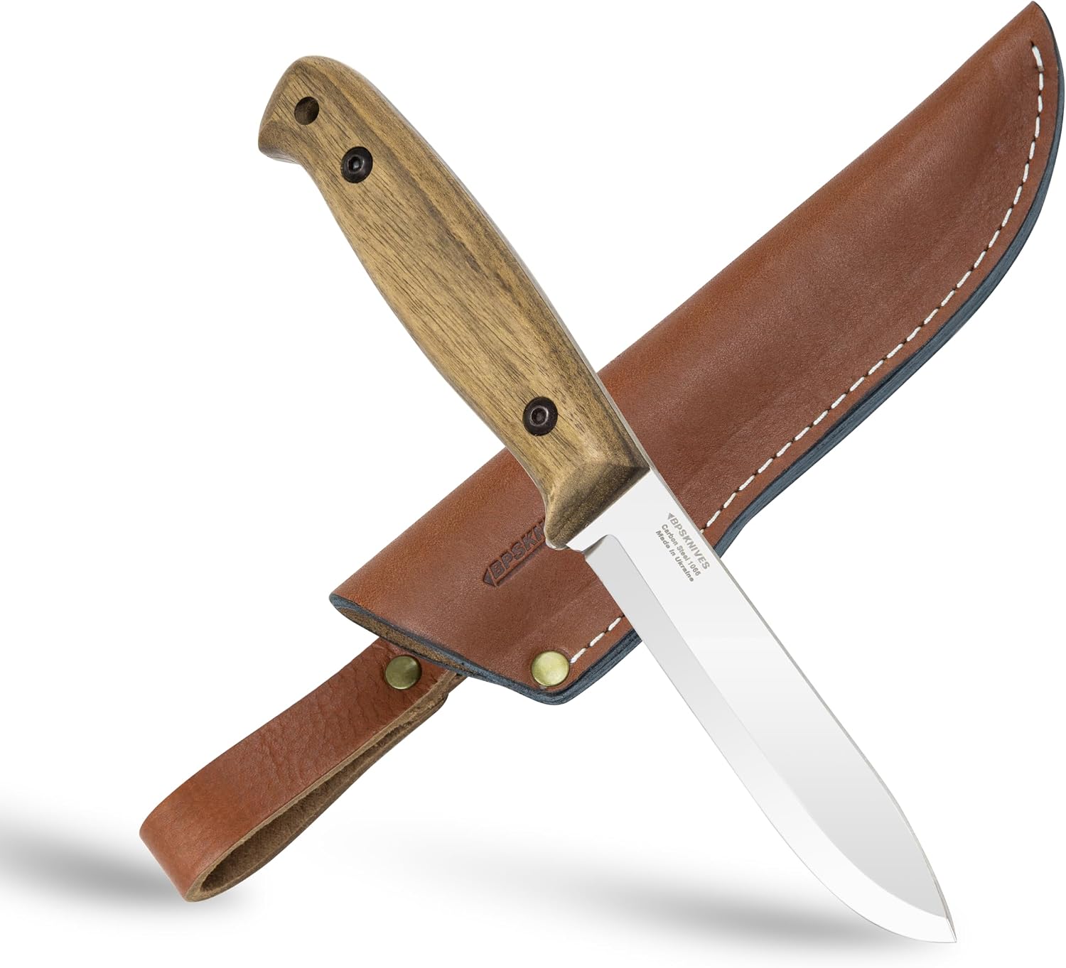 BS2FT CSH - Full Tang Bushcraft Knife With Leather Sheath - Survival Tactical Knife - Camping Knives - Outdoor Knives