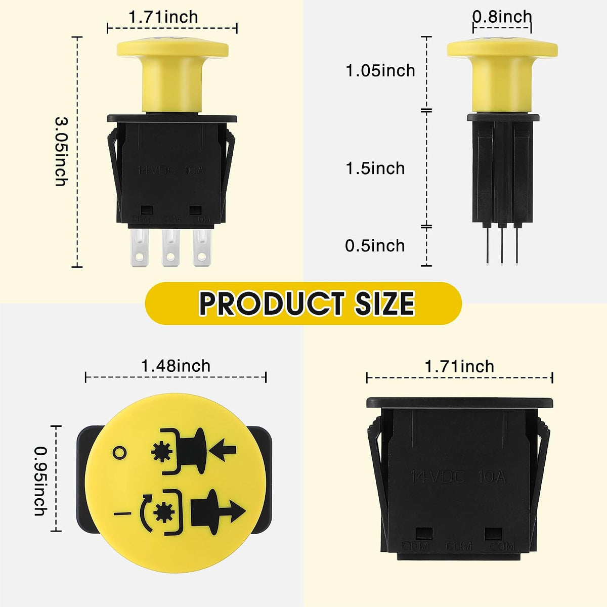 10 Amp 7 Terminals PTO Switch Lawn Mower Part, Upgrade Blade Clutch Switch | PTO Switch Compatible with Cub Cadet MTD