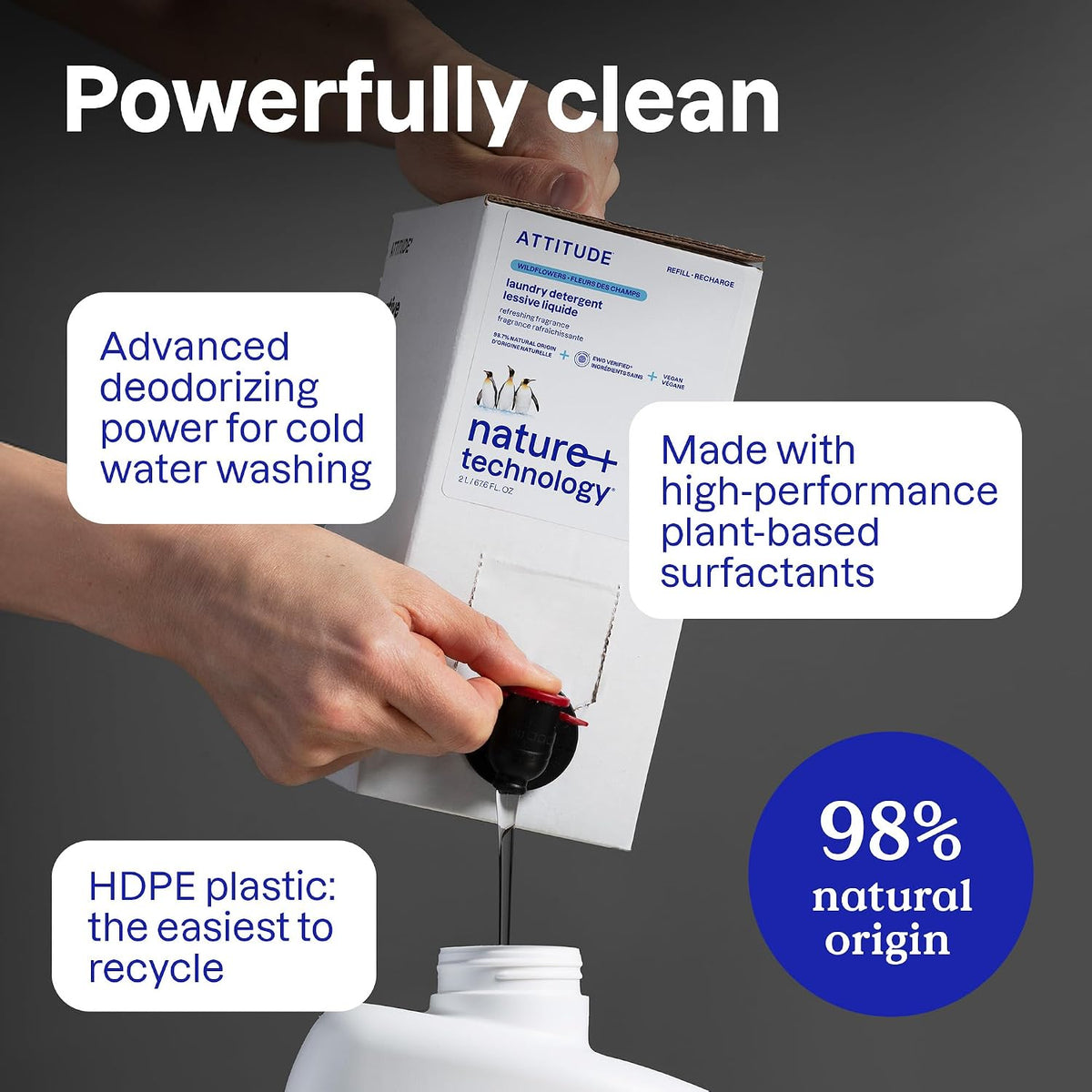 ATTITUDE Free and Clear Liquid Laundry Detergent, Unscented, 40 Loads