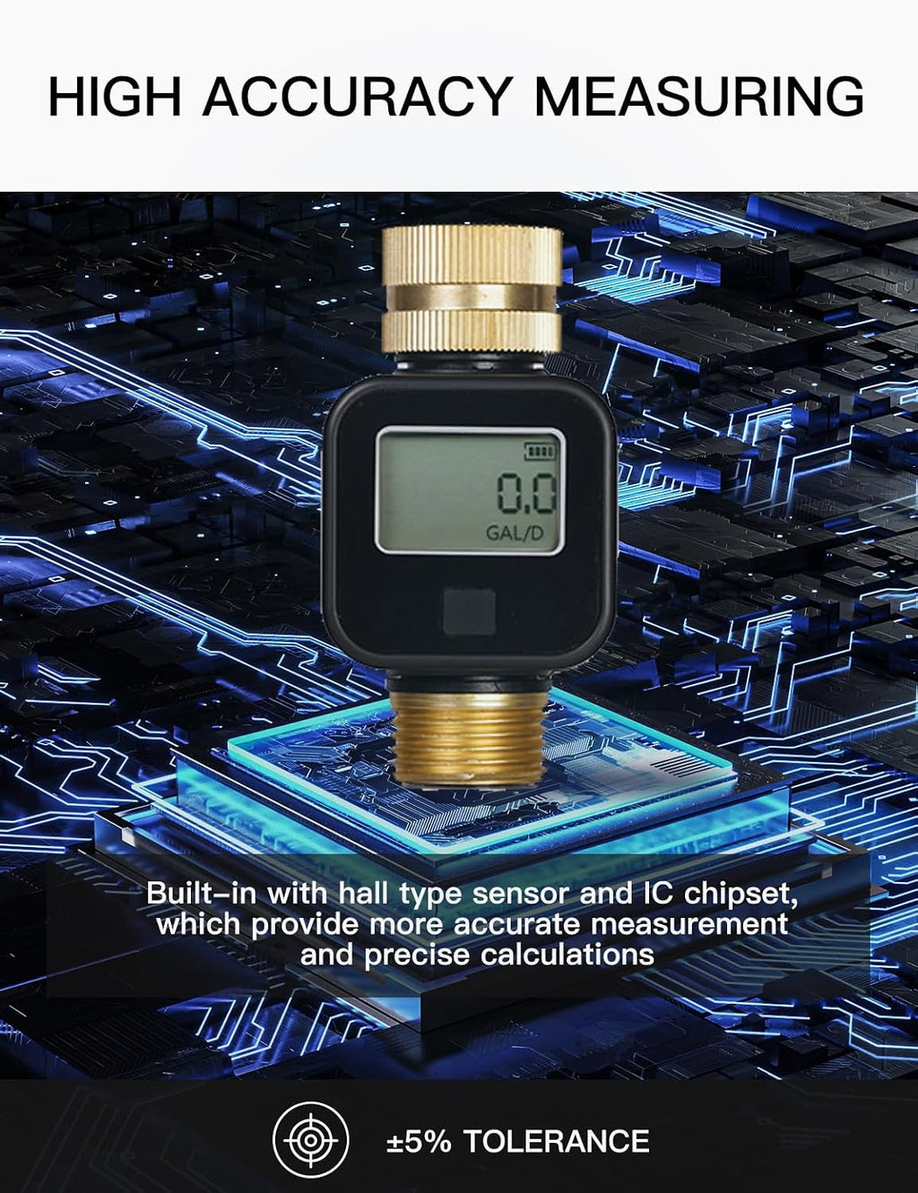 MOES Water Flow Meter with Brass Inlet & Outlet Measure Gallon Consumption