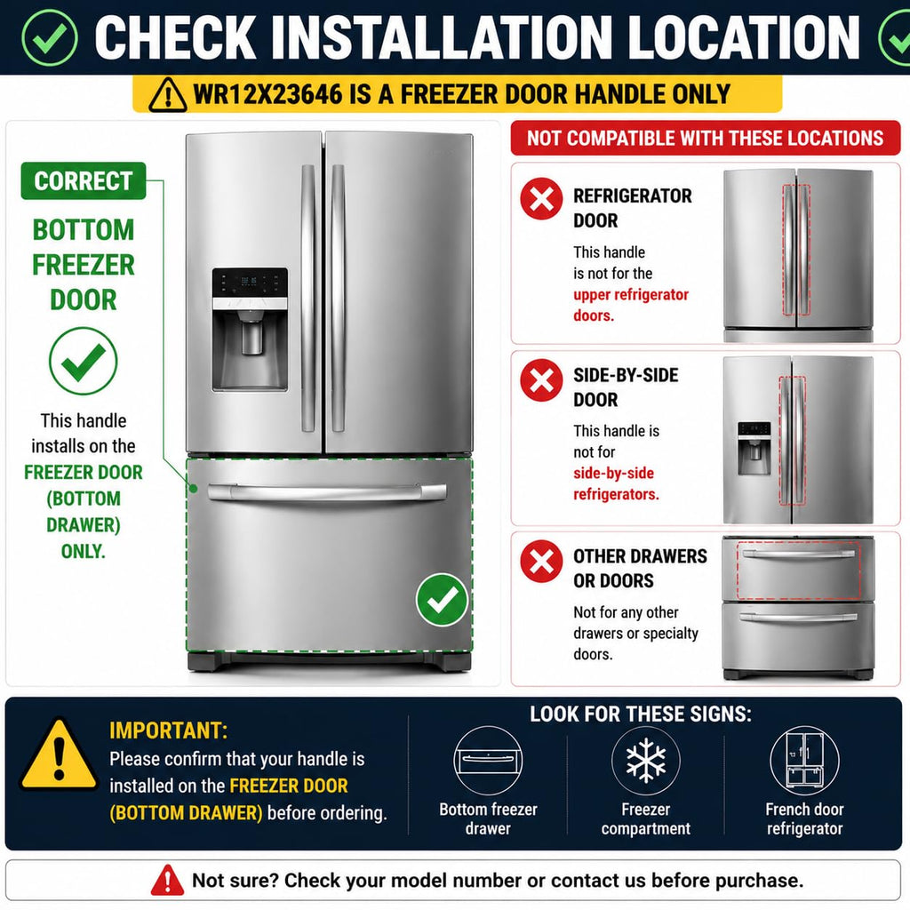 WR12X23646 Freezer Door Handle Replacement for GE Refrigerator