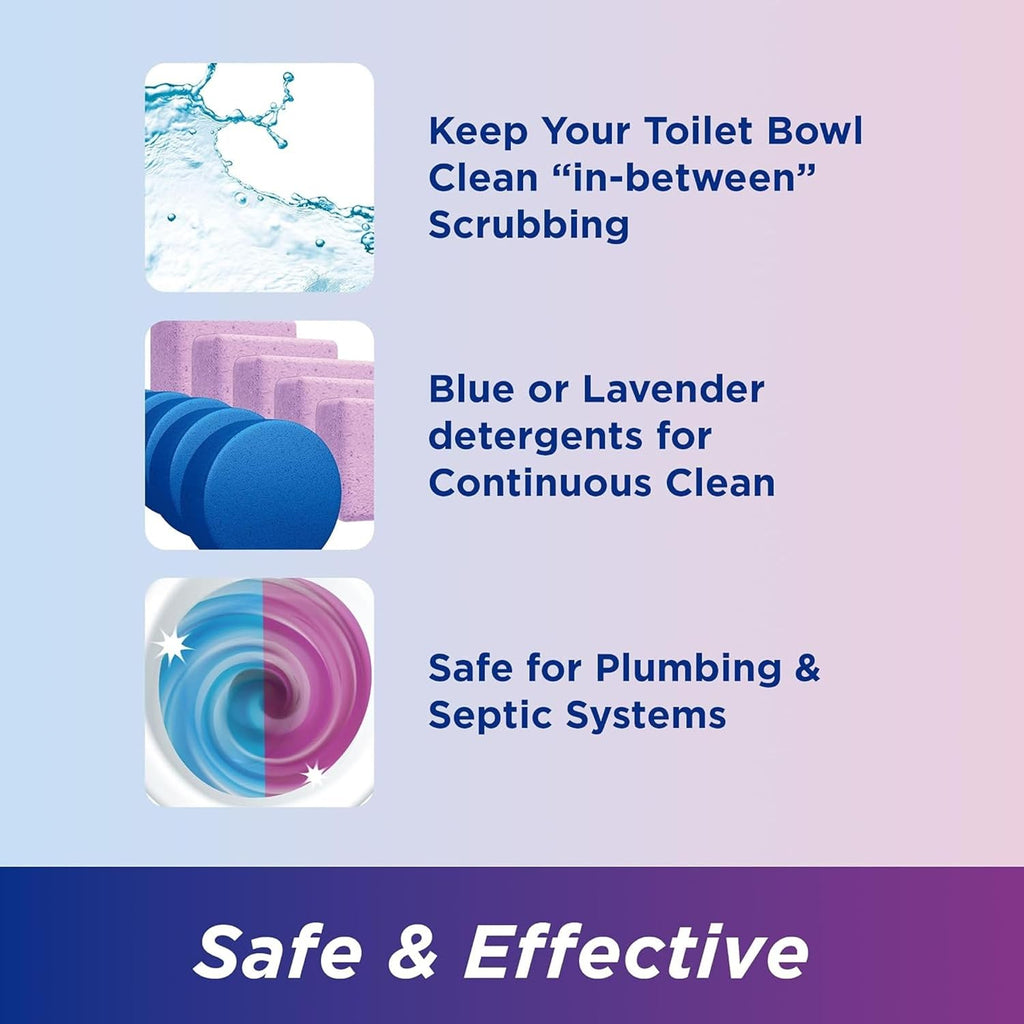 Bleach-Free Toilet Bowl Cleaner Tablets, Lavender & Blue, 10 Pack
