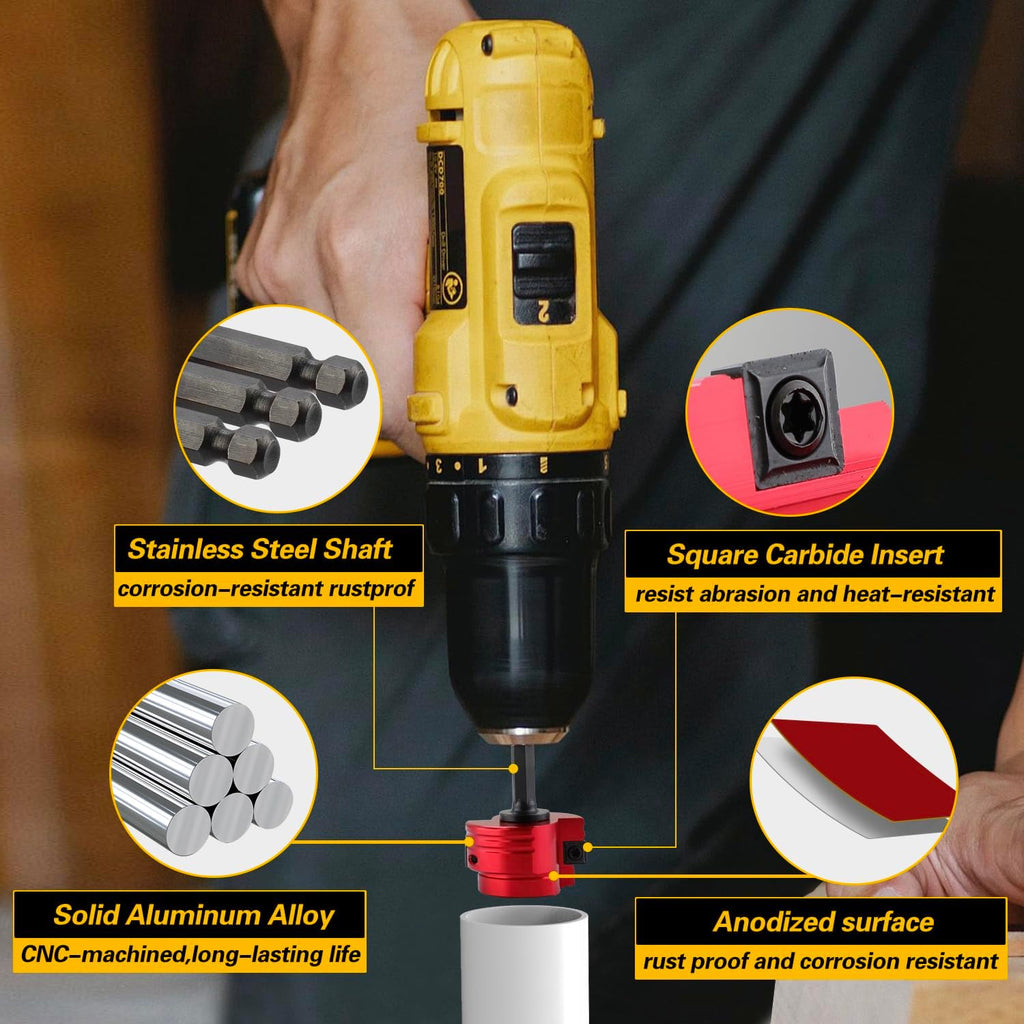 PVC Pipe Reamer Kit, 8 Piece Fitting Saver, 1/2 to 4 Inch