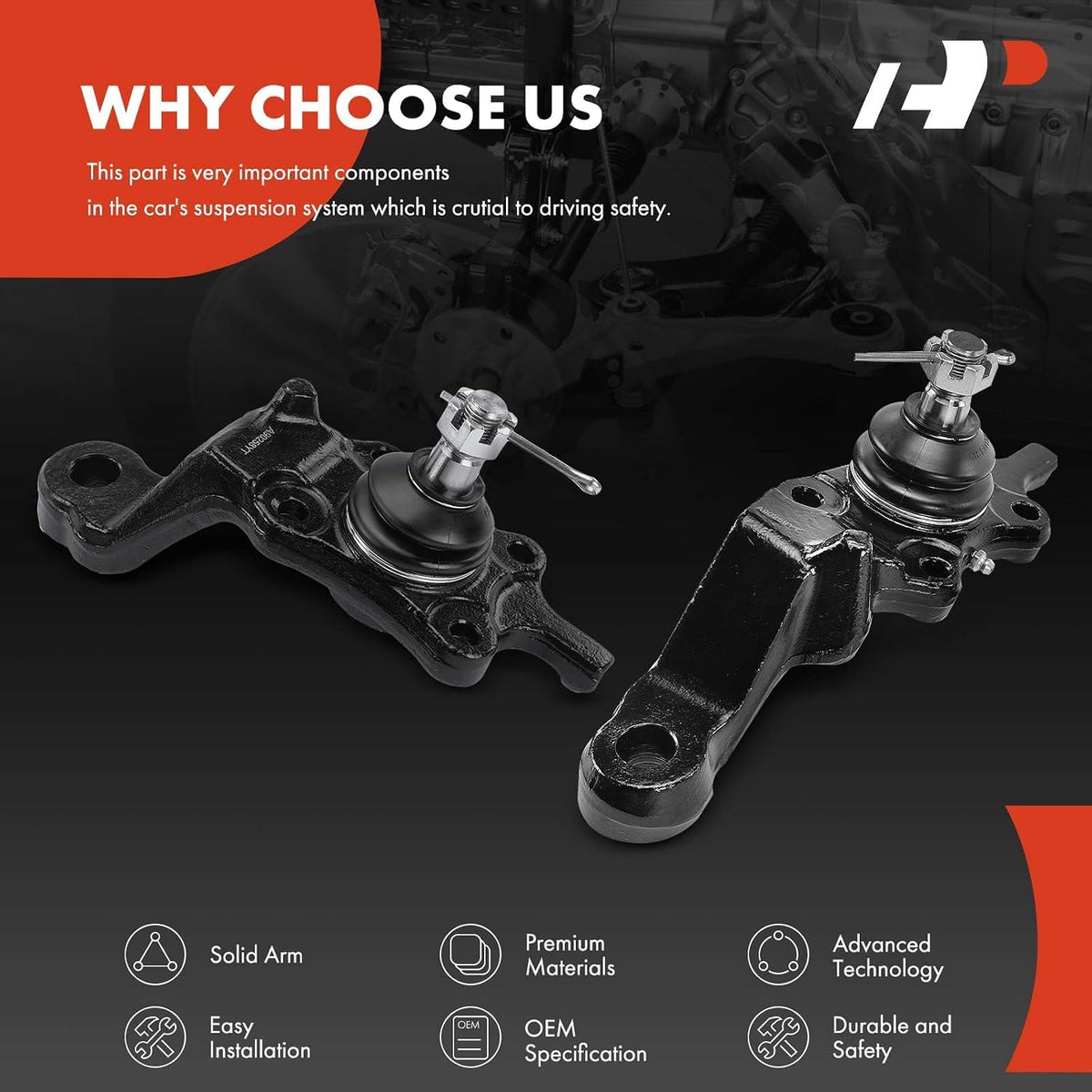 A-Premium Front Upper & Lower Ball Joint Kit, Compatible with Toyota