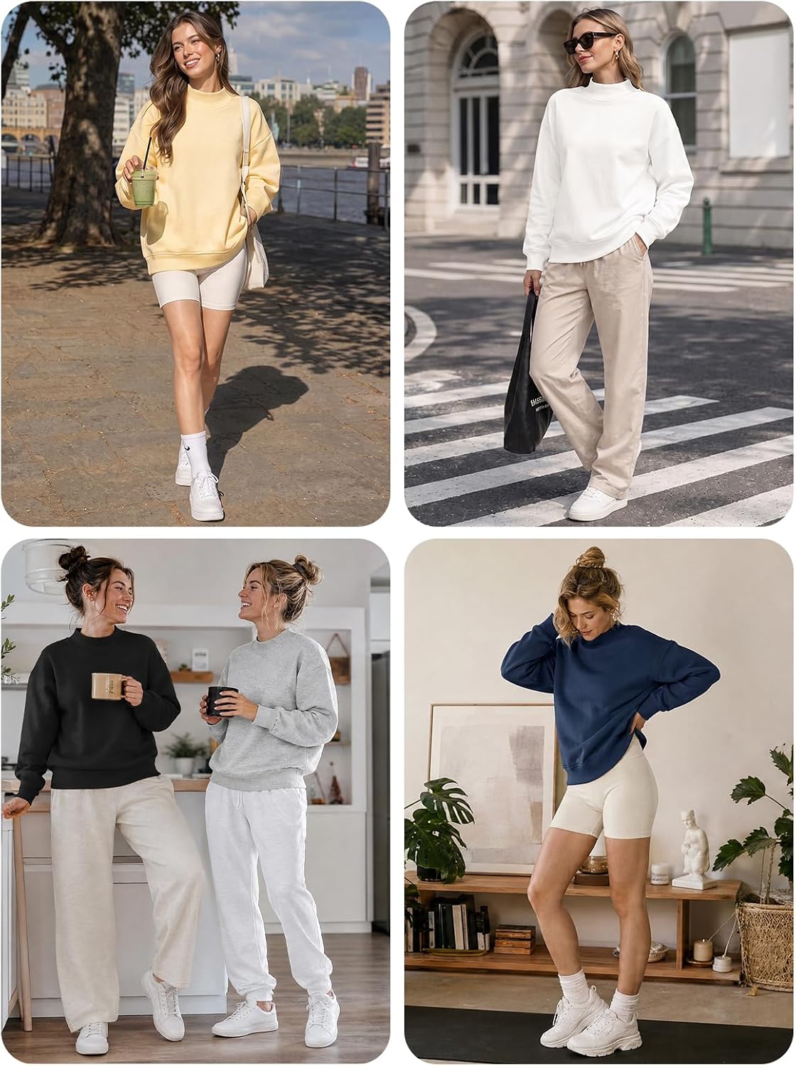 Womens Fall Mock Neck Pullover Sweatshirt Long Sleeve Top
