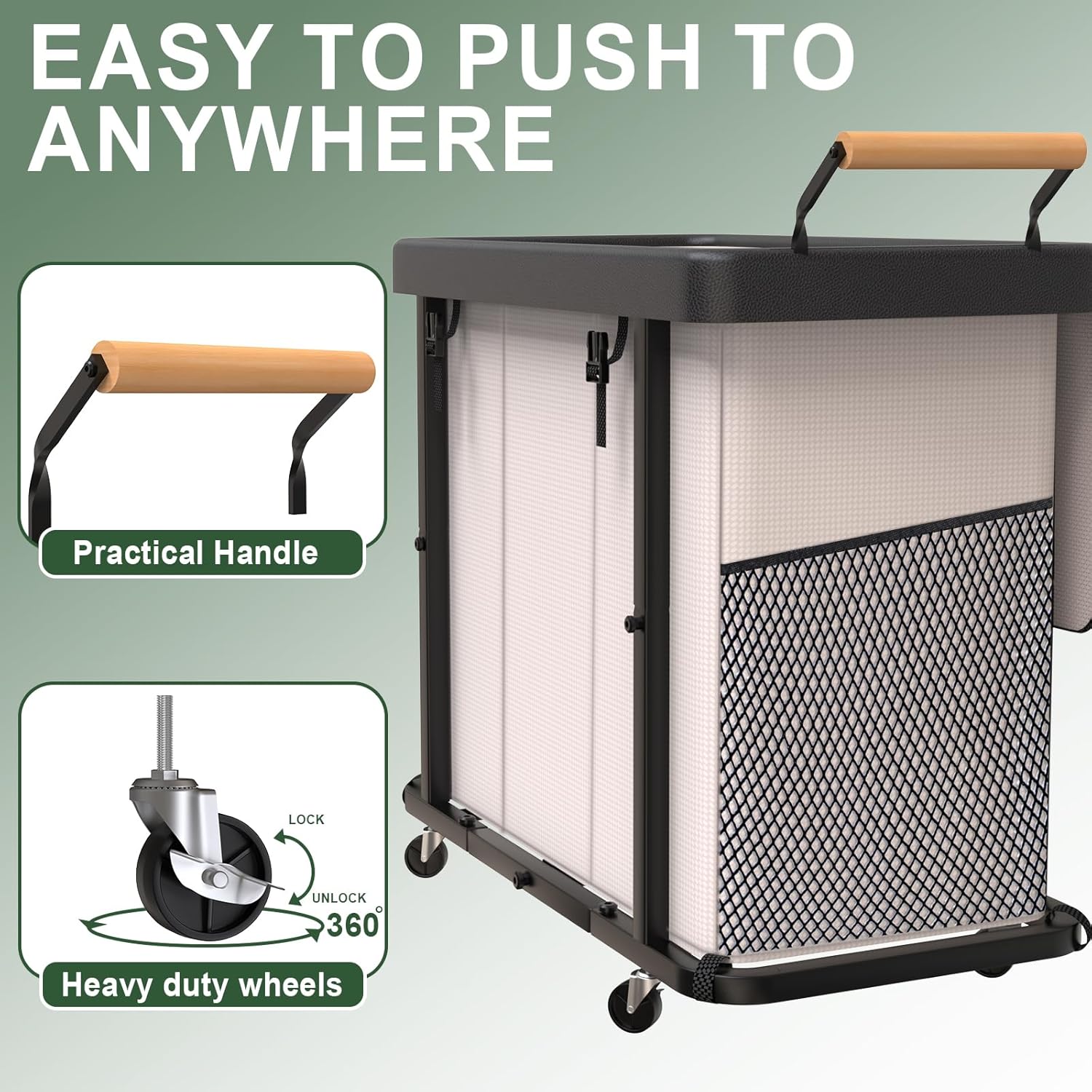 Laundry Hamper 3 Section,230L Rolling Dirty Clothes Hamper White | Laundry Basket with Wheels & Lid,Laundry Organizer