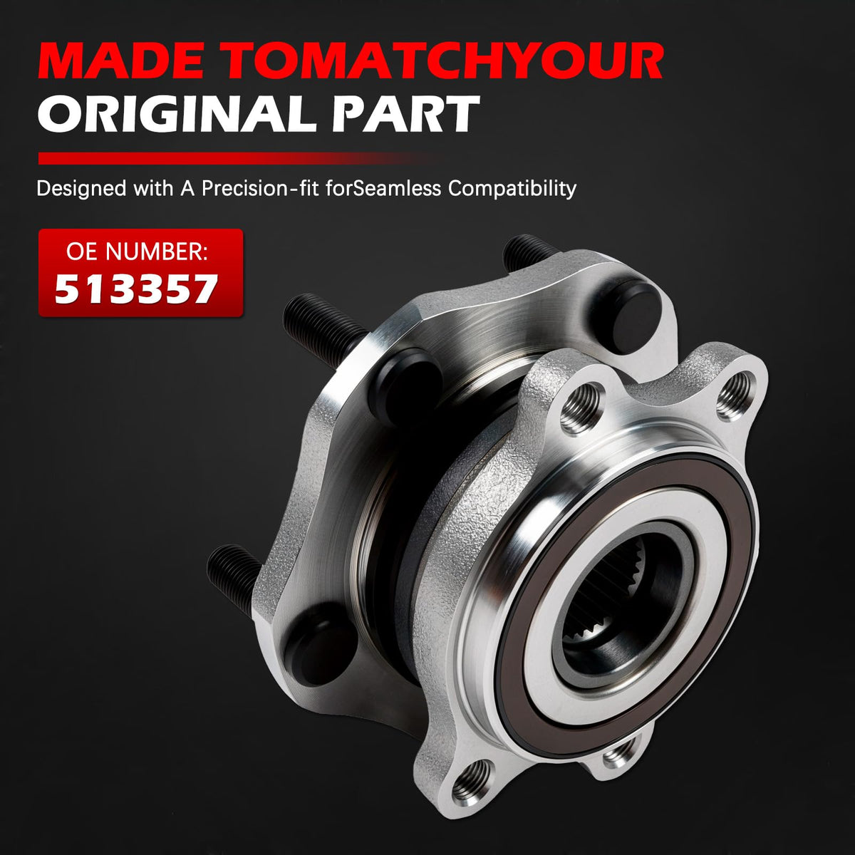 Autodevil 513357 Front Wheel Bearing and Hub Assembly for 2017-2018 Qashqai