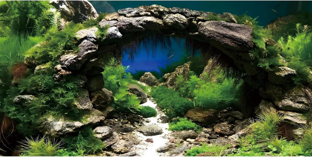 48x18 in Arch Stone Aquarium Backdrop Aquatic Plant Fish Tank Background
