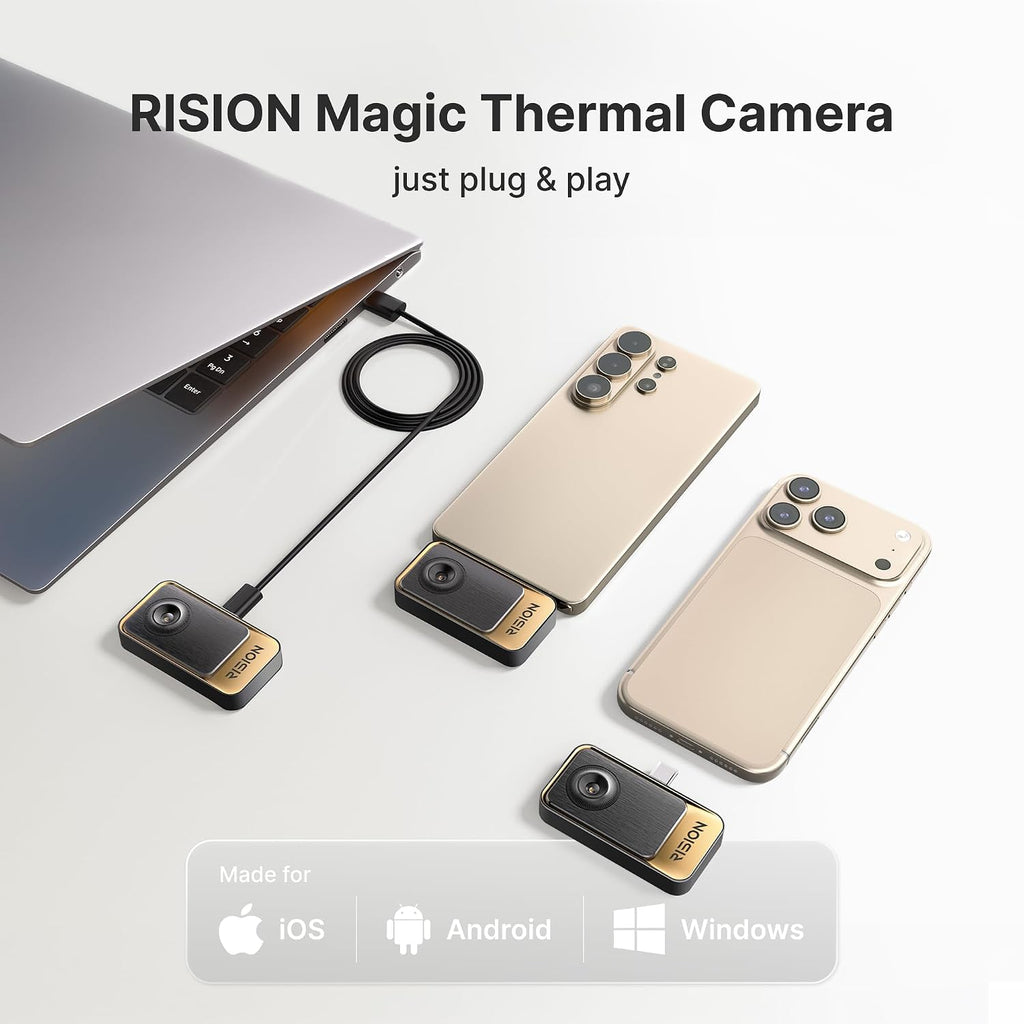 RISION Magic Thermal Camera, 320x240 QuadIR, Hot/Cold Spot Track, Live Temp