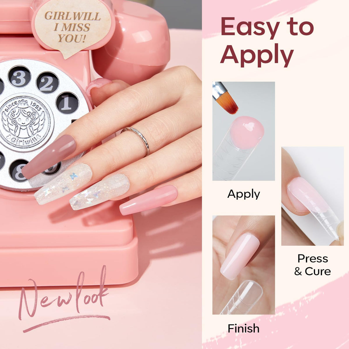 Poly Gel Nail Kit 6 Colors with 8W Nail Lamp Poly Extension Gel