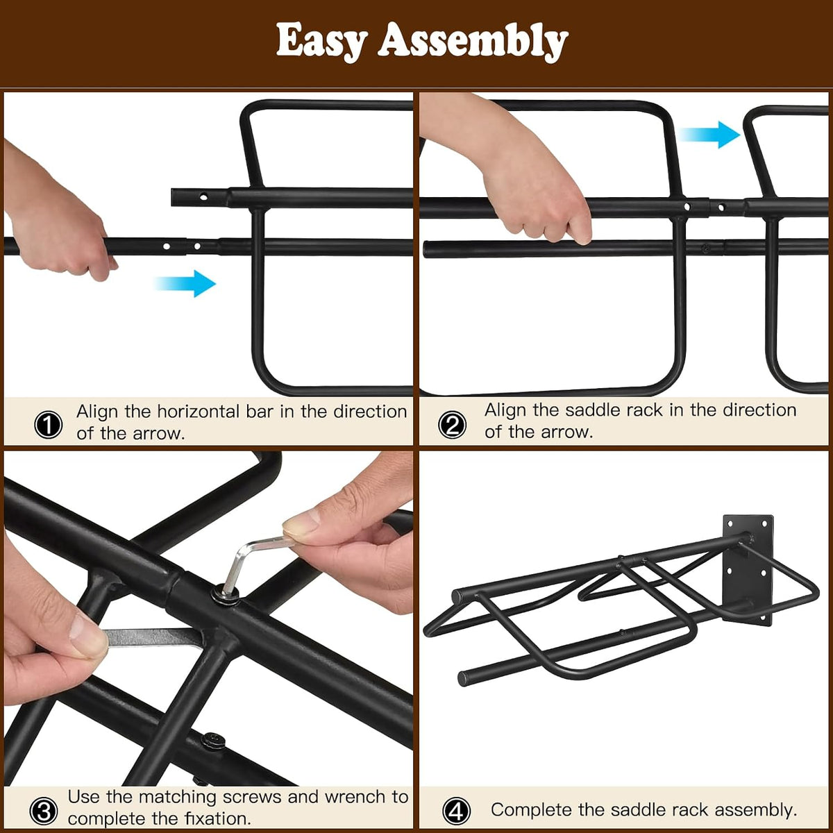 Saddle Rack with Pad Bar for Horse, Heavy Duty Wall Mounted Saddle