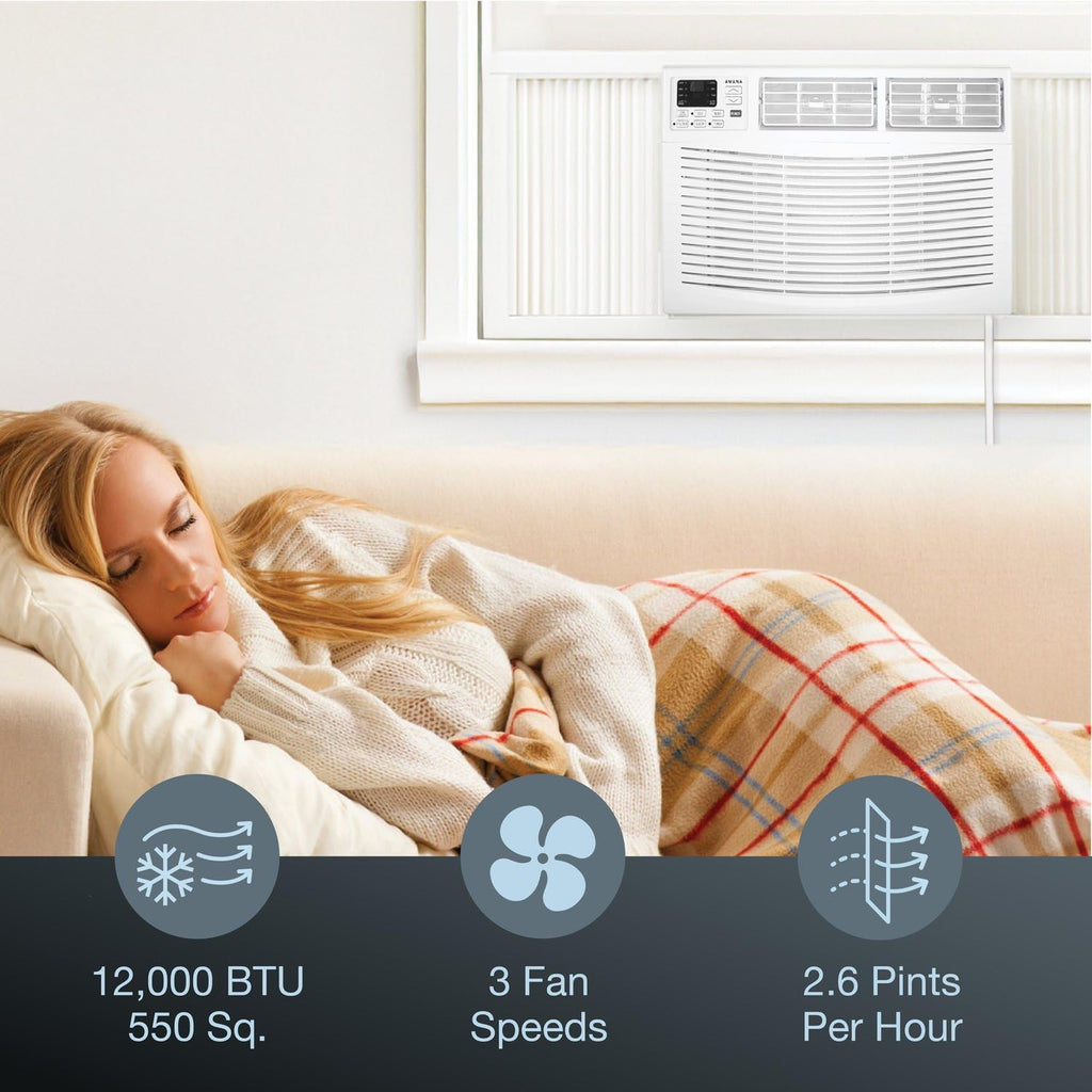 12,000 BTU Window Air Conditioner with 3 Speed and Timer, White