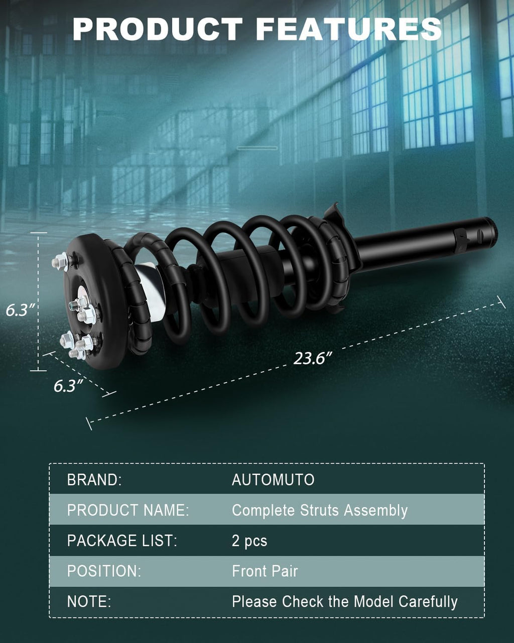 AUTOMUTO Front Complete Struts Spring Assembly for Honda for Accord 1998-02