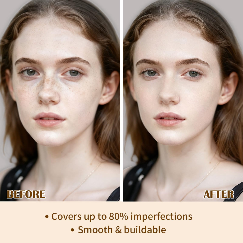 2-in-1 Foundation + Concealer, Full Coverage Makeup(01 Fair Ivory)
