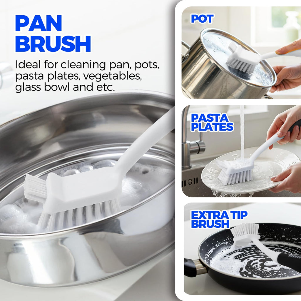 6 Pack Dish Brush Set with Bottle Brush, Dish Scrub Brush,Black