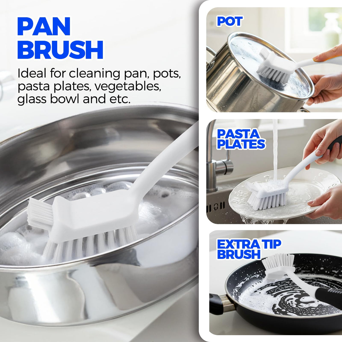 6 Pack Dish Brush Set with Bottle Brush, Dish Scrub Brush,Black