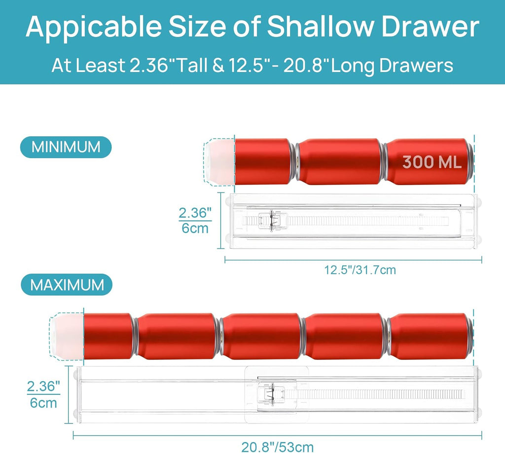 8 Pack Shallow Drawer Dividers, 2.36" High 12.5"-20.8" Adjustable Expandable Kitchen Drawer Organizer, Clear Plastic