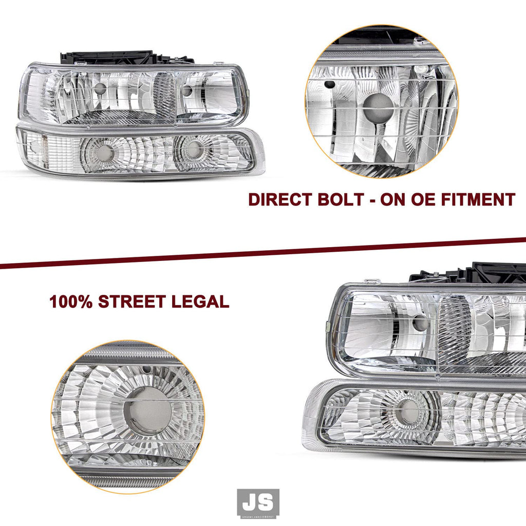 Headlight Assembly Fit for 1999-2002 Chevy Silverado