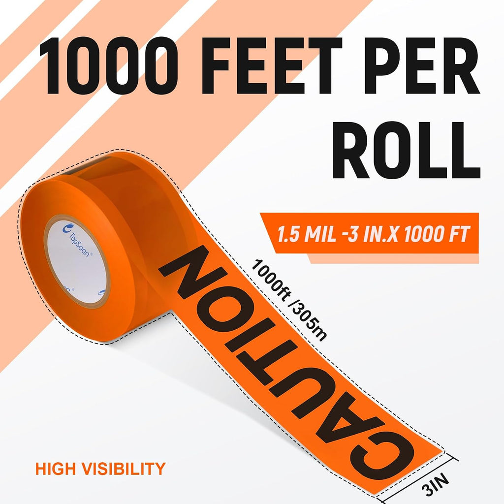 Orange Caution Tape Roll 3-Inch by 1000-Feet, Do Not Enter Barricade Tape, Premium Construction Zone Tape