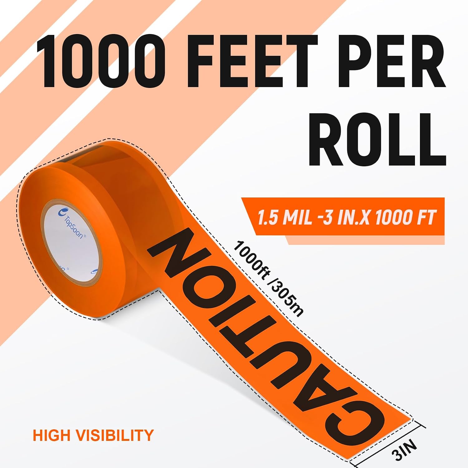 Orange Caution Tape Roll 3-Inch by 1000-Feet, Do Not Enter Barricade Tape, Premium Construction Zone Tape