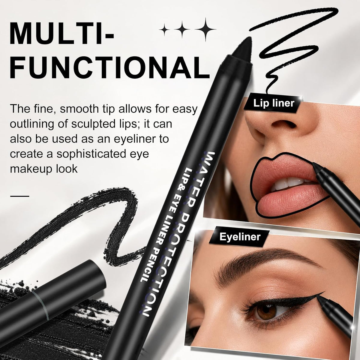 Black Lipstick & Lip Liner Set, Matte Black Lip Stick Lip Gloss,2PCS