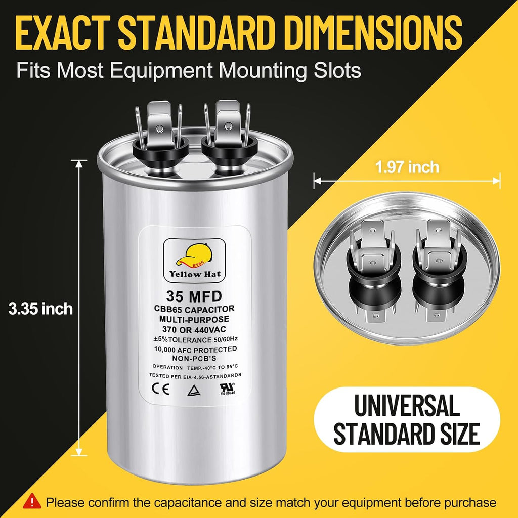 35 uF 35 MFD ±5% 370V/440V CBB65 Run Round Capacitor for AC