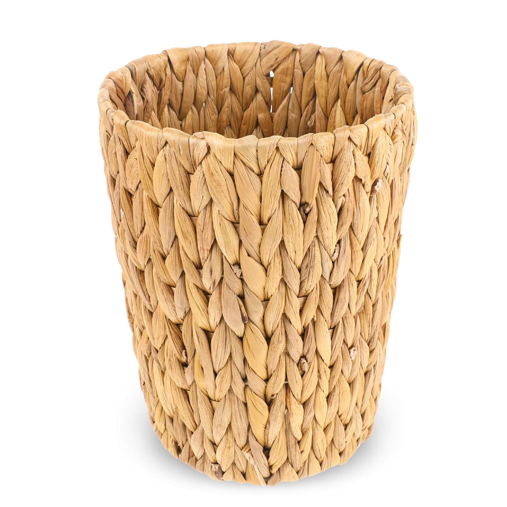 Wicker Waste Basket, Handwoven Water Hyacinth Trash Can Small Bathroom Trash Can Boho Woven Decorative Office Garbage