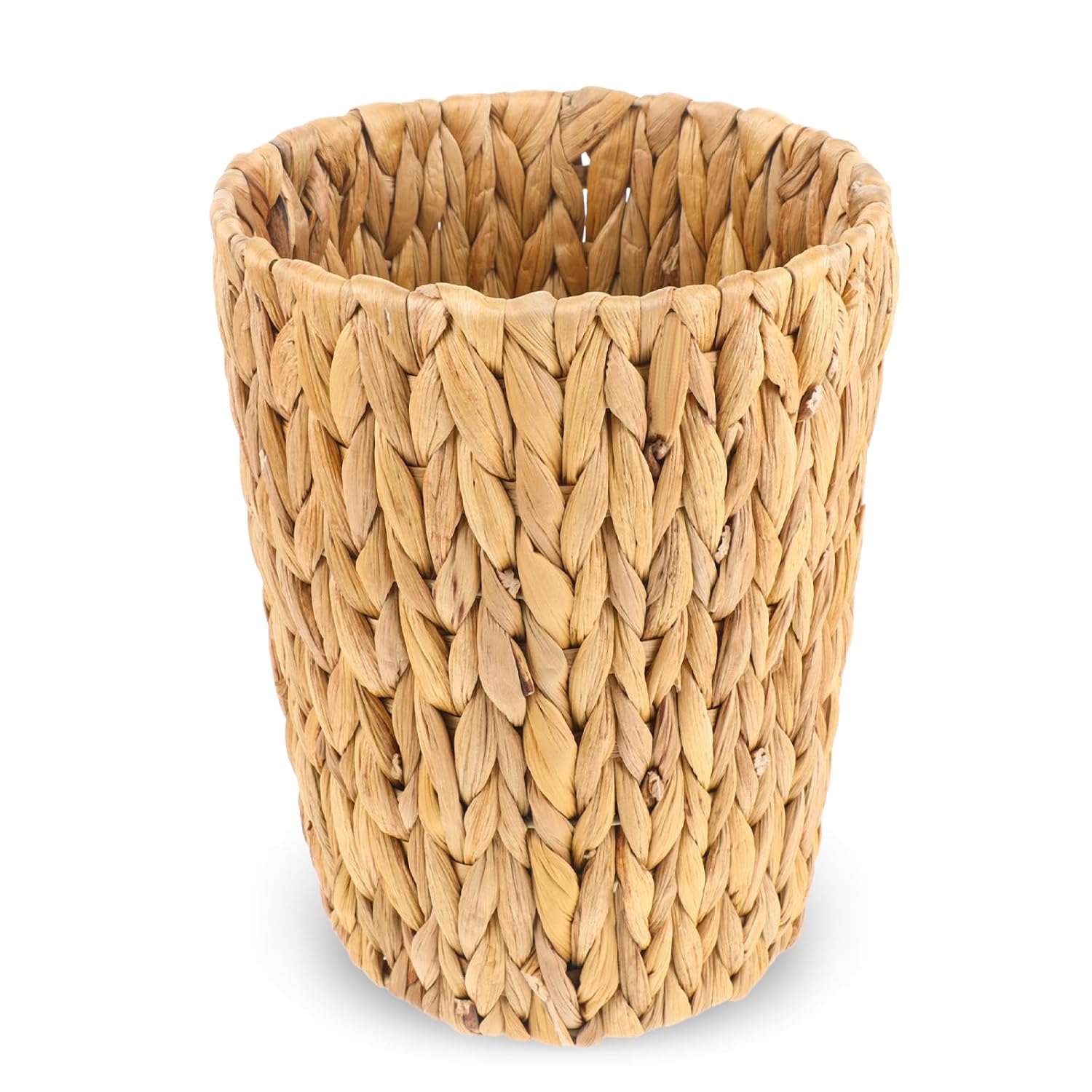 Wicker Waste Basket, Handwoven Water Hyacinth Trash Can Small Bathroom Trash Can Boho Woven Decorative Office Garbage