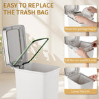 Small Bathroom Trash Can with Lid Step Pedal, 2.6 Gallon, White