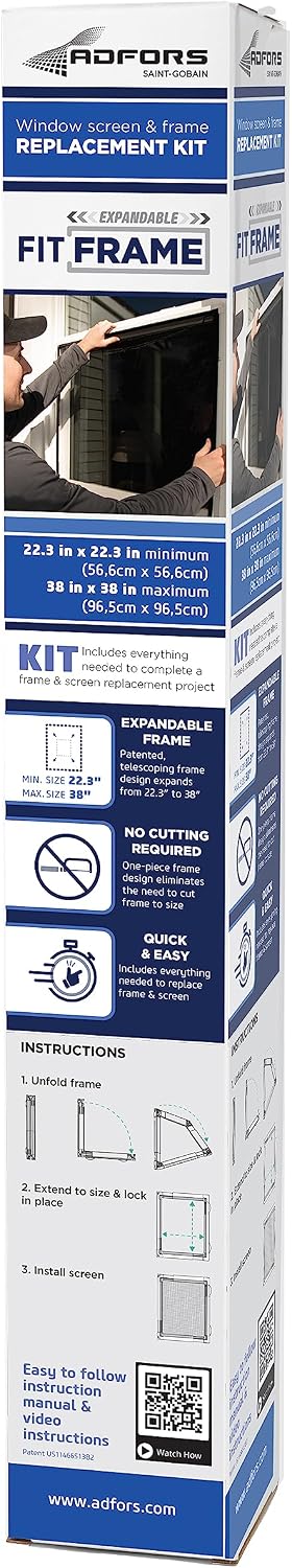 Custom Window Screen Replacement Kit, Adjustable Screen Frame, and Mesh