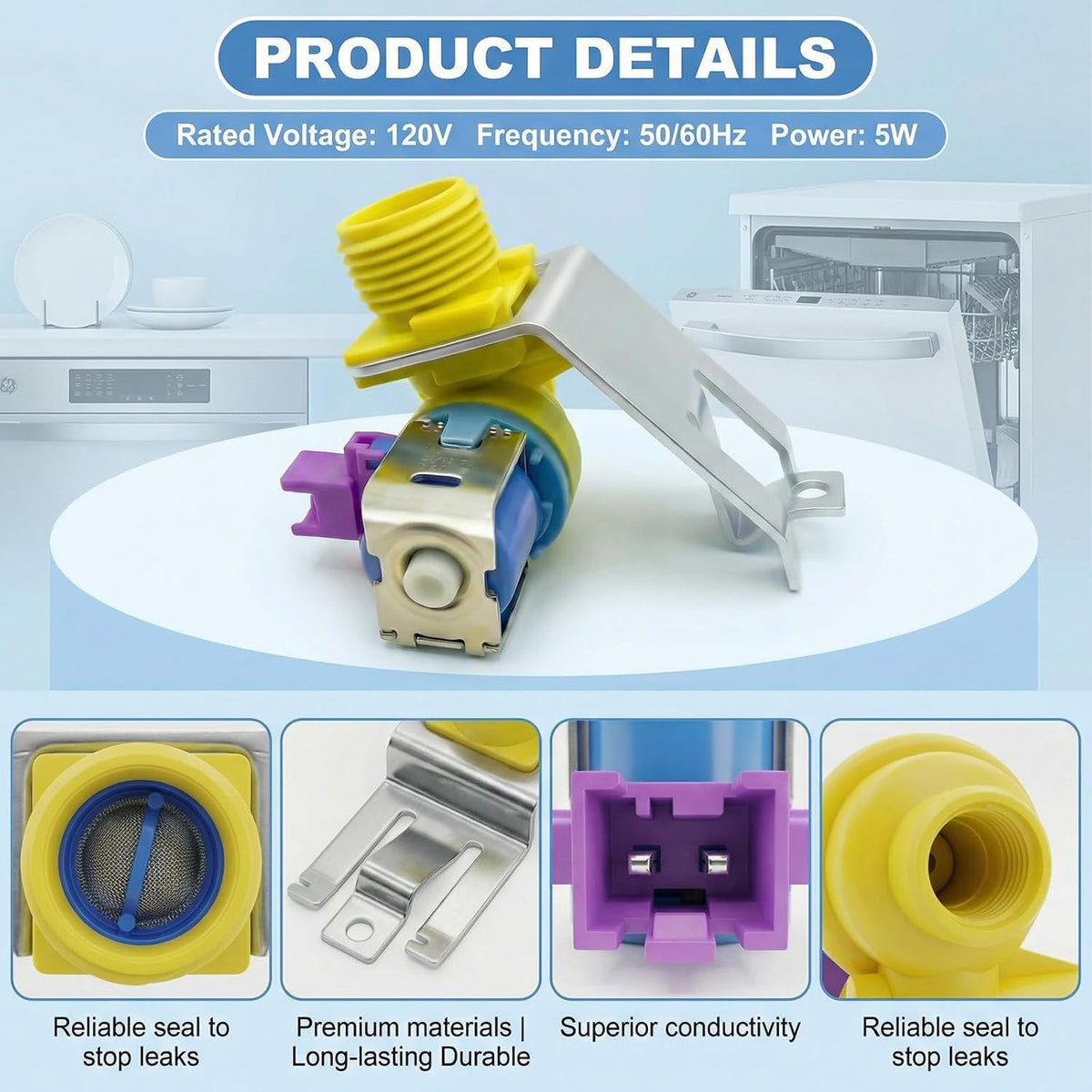 WD15X27703 Dishwasher Water Valve Assembly for GE, Hotpoint GDF535PSR3SS