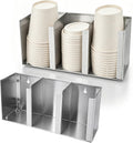 Stainless Steel Cup Dispenser, 3 Compartments Cup & Lid Holder