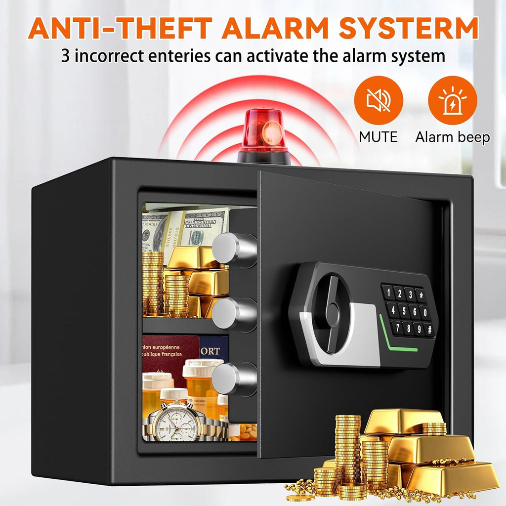 1.2 Cub Small Safe for Home Use, Digital Security Safe Box with Electronic Keypad Key, Fireproof Bag and Removable
