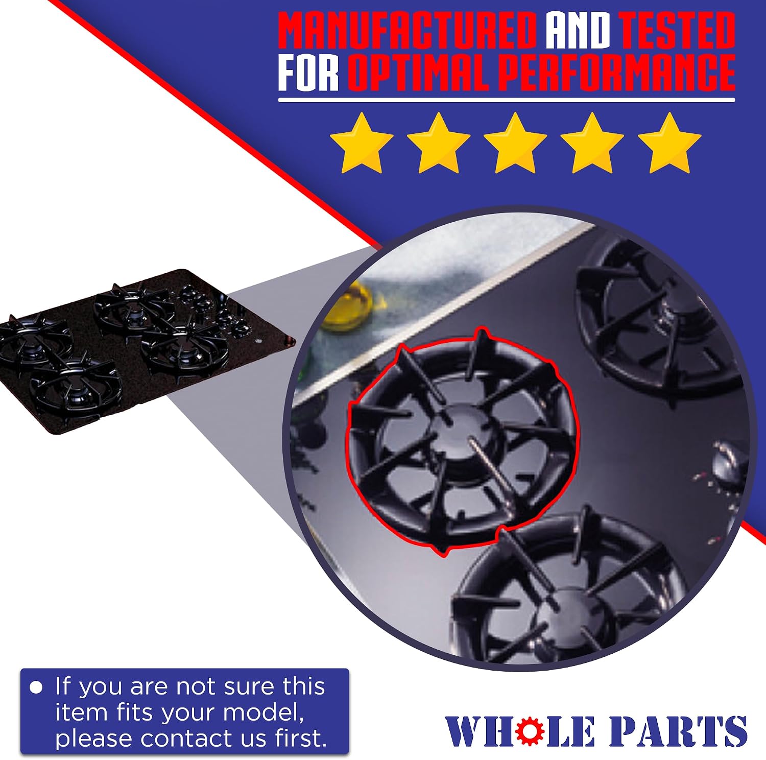 Upgraded Whole Parts Range Burner Grate Part# WB31T10006- Replacement & Compatible with Some Kenmore and GE Ranges or
